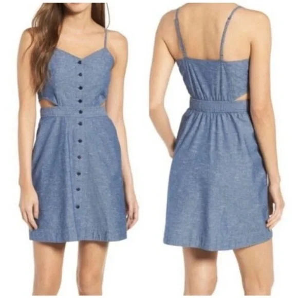 Madewell Chambray Cutout Cami Mini Dress in Classic Indigo - Picture 5 of 11